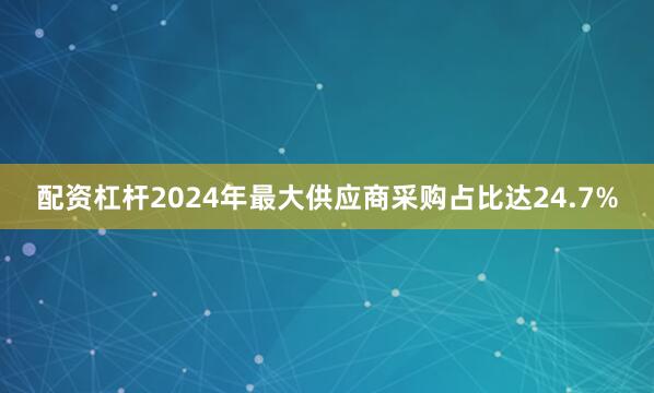 配资杠杆2024年最大供应商采购占比达24.7%