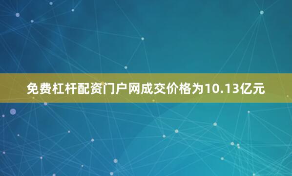 免费杠杆配资门户网成交价格为10.13亿元